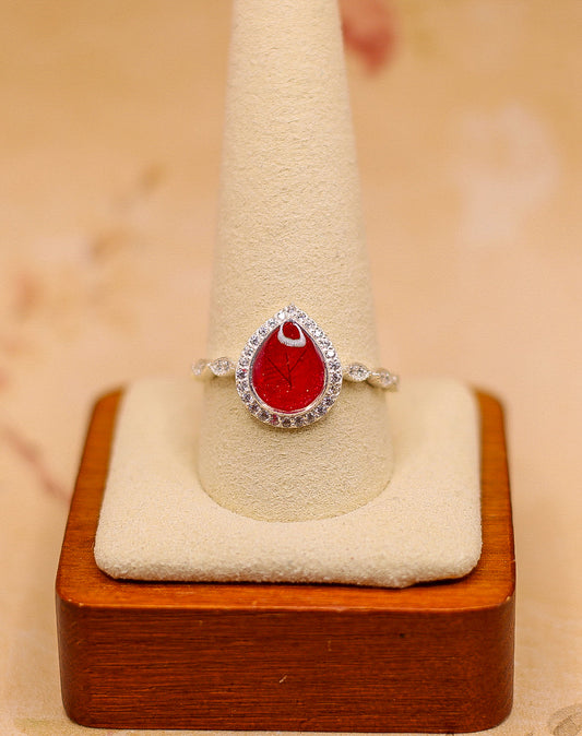 Women's Pear Ring Featuring Fabric From Elvis Owned Clothing With Letter of Authenticity