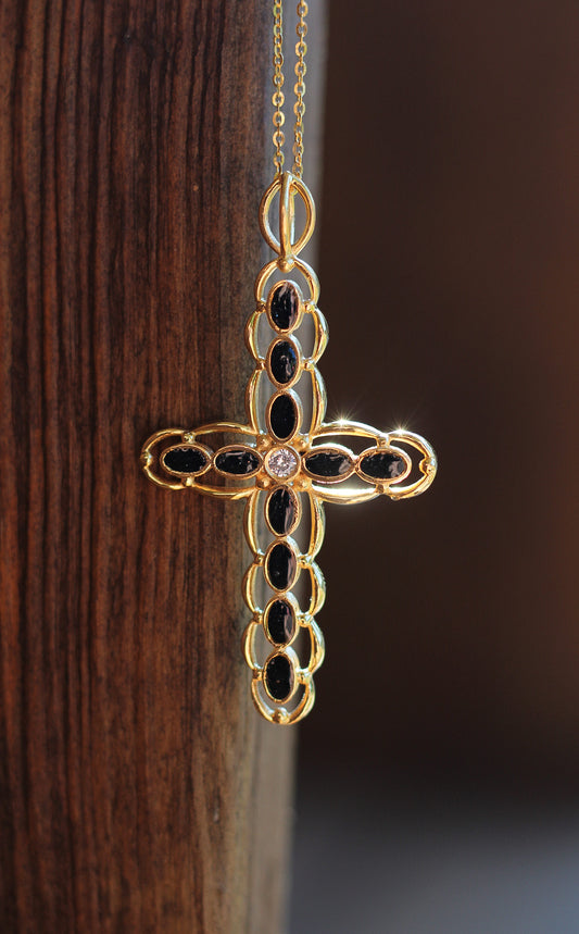 Men’s Vermeil Cross Featuring Fabric From Elvis Owned Clothing With Letter Of Authenticity