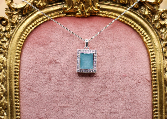 Rectangle Pendant Necklace Featuring Fabric From Elvis Owned Clothing With Letter Of Authenticity