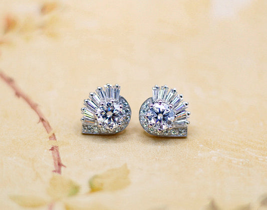 The Satnin' moissanite setting vermeil stud earring