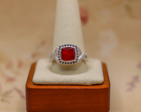 Women's Square Twisted Shank Ring Featuring Fabric From Elvis Owned Clothing With Letter of Authenticity