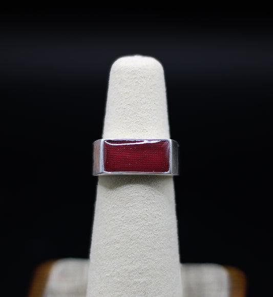 Men's Bar Ring Featuring Fabric From Elvis Owned Clothing With Letter of Authenticity 7x14mm