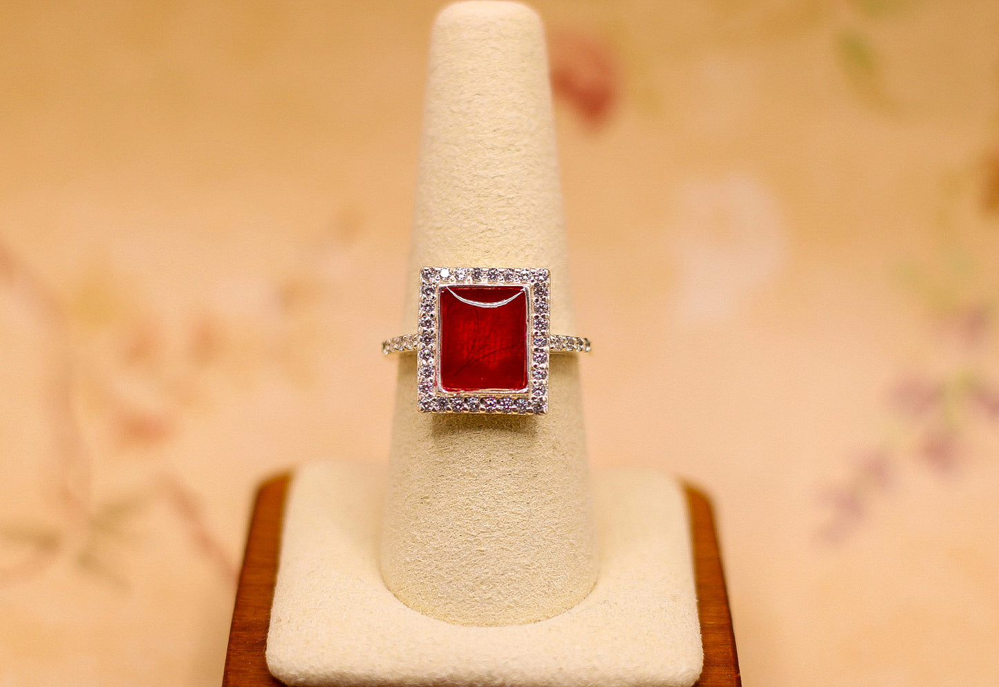 Women's Rectangle Statement Ring Featuring Fabric From Elvis Owned Clothing  With Letter of Authenticity