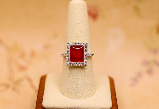 Women's Rectangle Statement Ring Featuring Fabric From Elvis Owned Clothing  With Letter of Authenticity