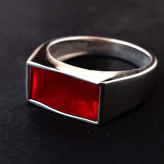 Men's Bar Ring Featuring Fabric From Elvis Owned Clothing With Letter of Authenticity 7x14mm