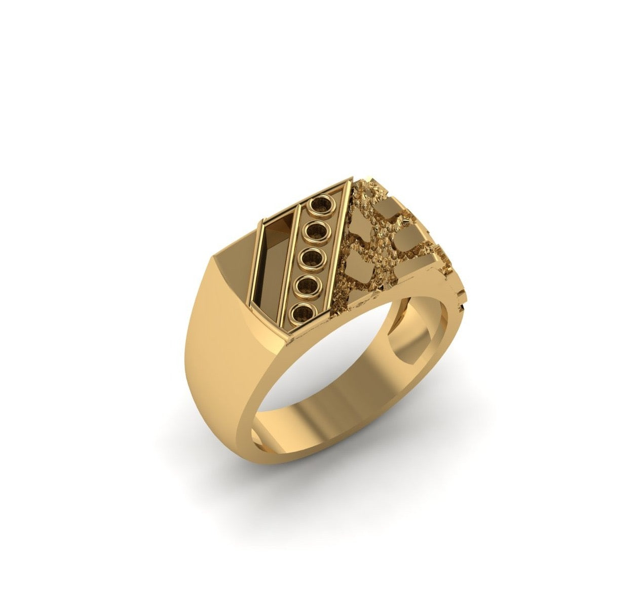 Men's Geometric Nugget Signet Ring