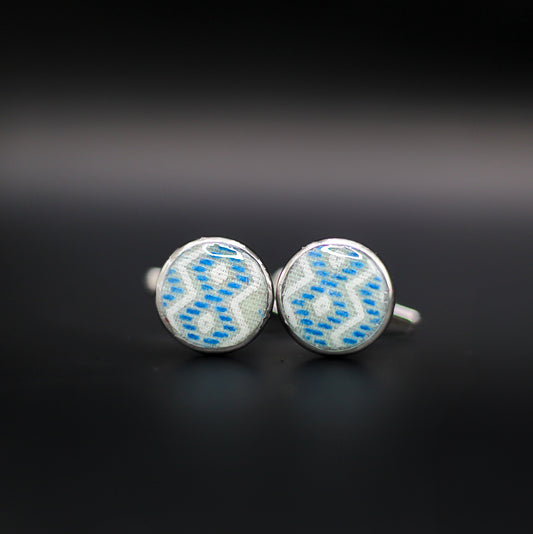 Sterling Silver Cufflinks Featuring Fabric From Elvis Owned Clothing With Letter Of Authenticity
