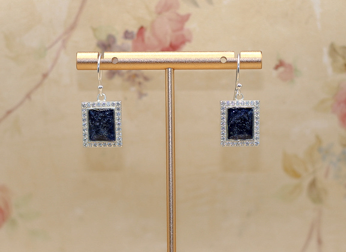 Rectangle Drop Earrings Featuring Fabric From Elvis Owned Clothing With Letter Of Authenticity