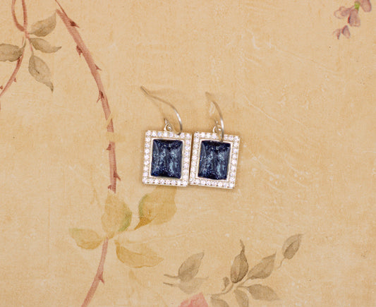 Rectangle Drop Earrings Featuring Fabric From Elvis Owned Clothing With Letter Of Authenticity