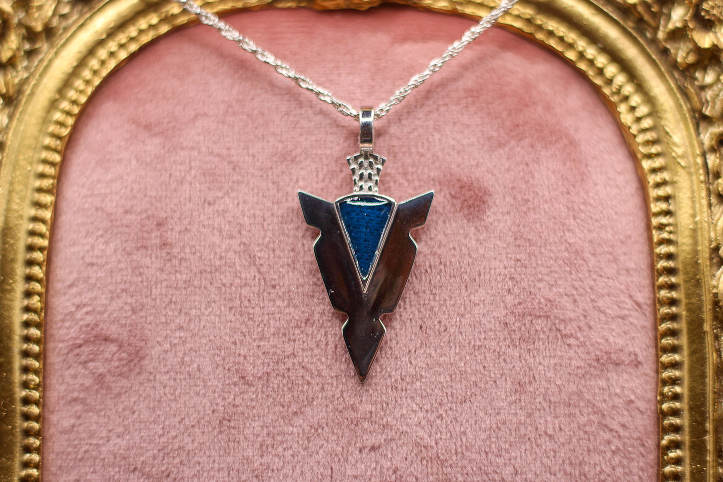 Custom Arrowhead Pendant Necklace Featuring Fabric From Elvis Owned Clothing With Letter Of Authenticity