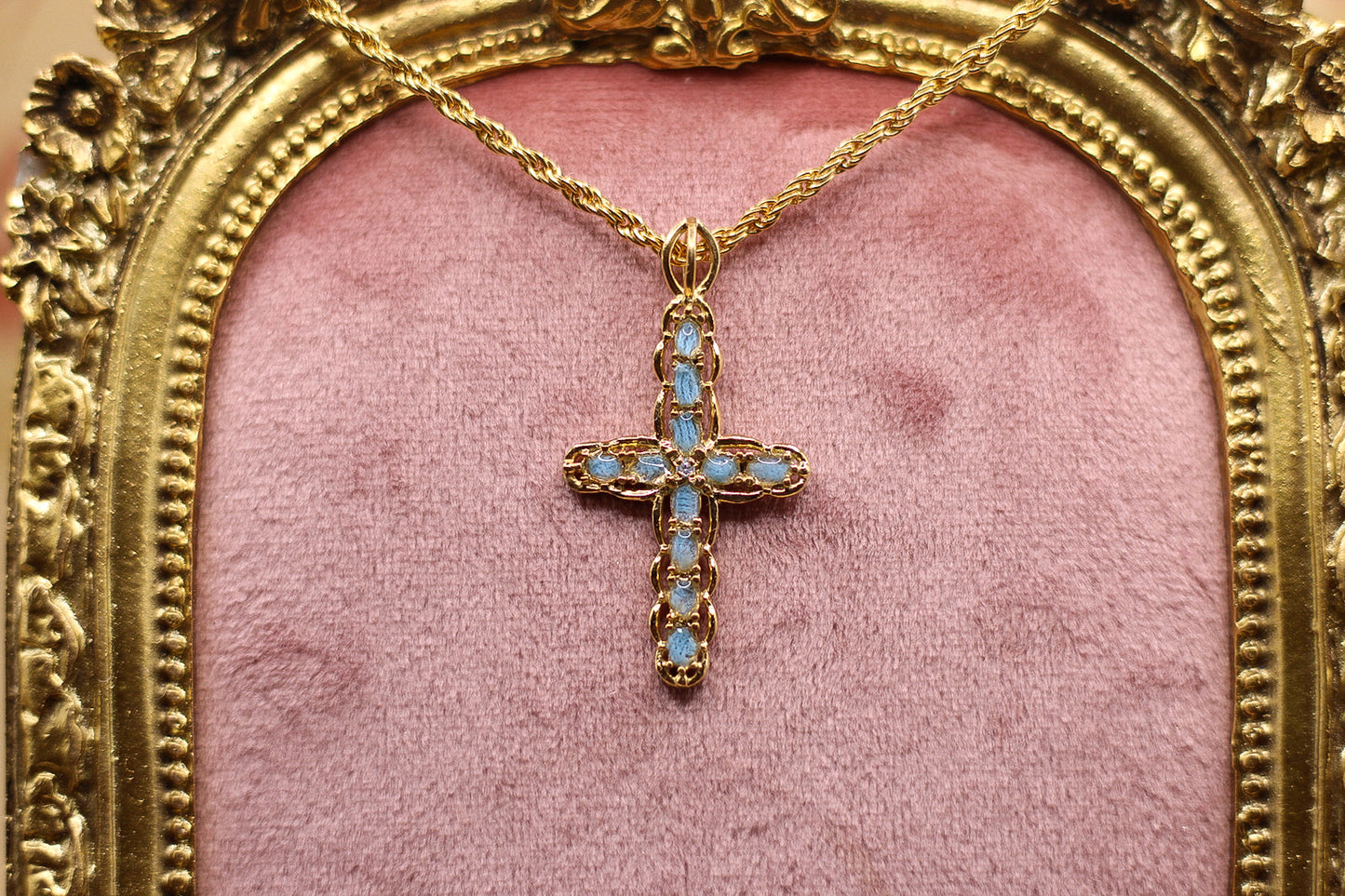 Women’s Vermeil Cross Pendant Necklace Featuring Elvis Owned Clothing With Letter of Authenticity