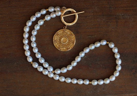 Freshwater Pearl Aztec Sun Jewelry Set