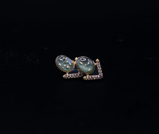 The 68 Collection-Vermeil Stud Earrings Featuring Fabric From Elvis Owned Clothing With Letter Of Authenticity