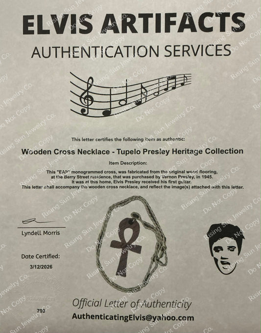 EAP Wooden Ankh Cross With 24" Gold Plated Rope Chain