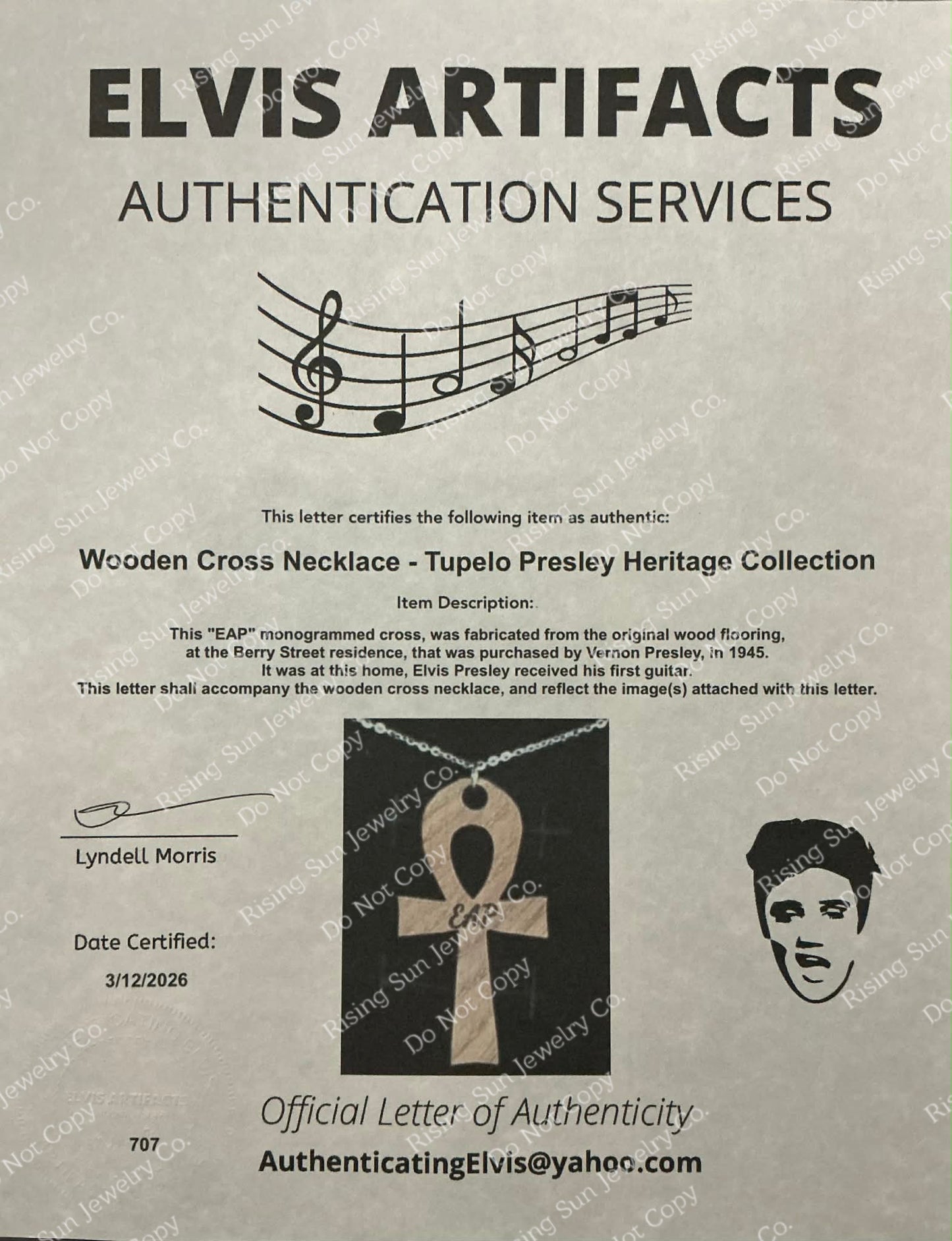 EAP Wooden Ankh Cross Pendant With 18" Sterling Silver Cable Chain (Prototype 1 of 3)