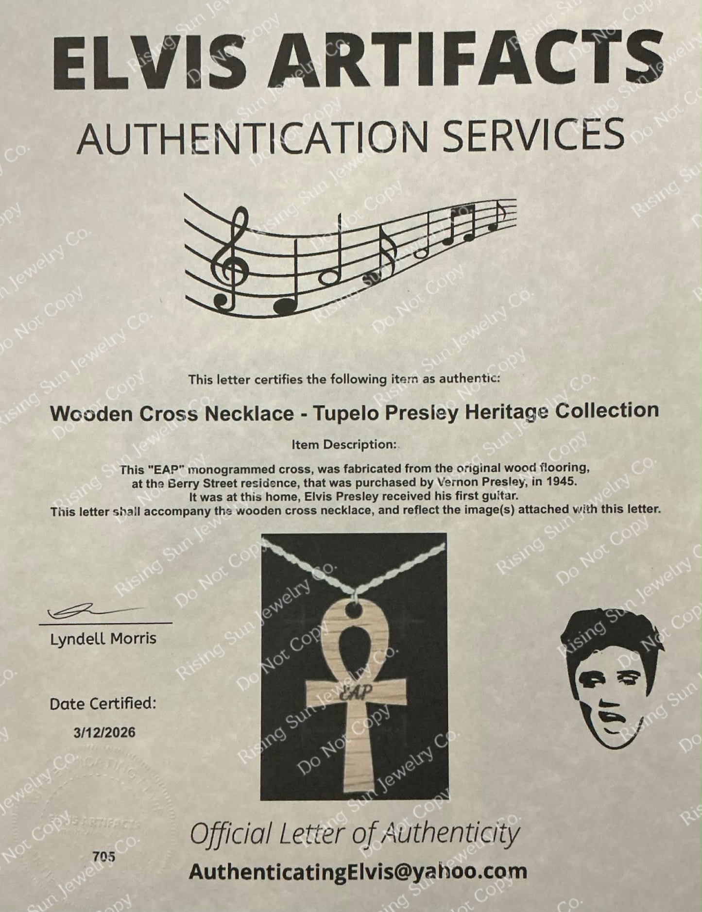 EAP Wooden Ankh Cross Pendant With 18" Sterling Silver Rope Chain (Prototype 3 of 3)