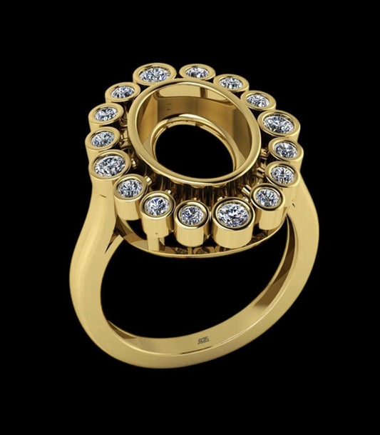 Women's Oval Ring 9x12mm bezel featuring fabric from Elvis owned clothing with letter of authenticity