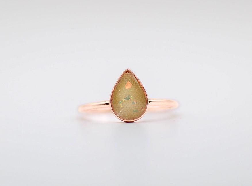 Pear Memorial Ring for Ashes, Hair, Fabric, Breastmilk