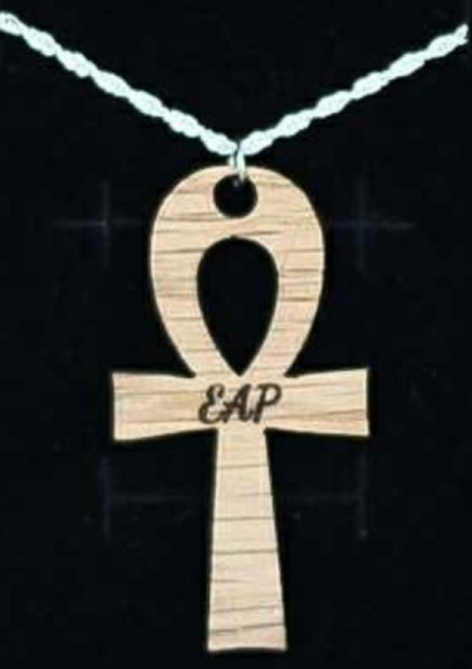 EAP Wooden Ankh Cross Pendant With 18" Sterling Silver Rope Chain (Prototype 3 of 3)