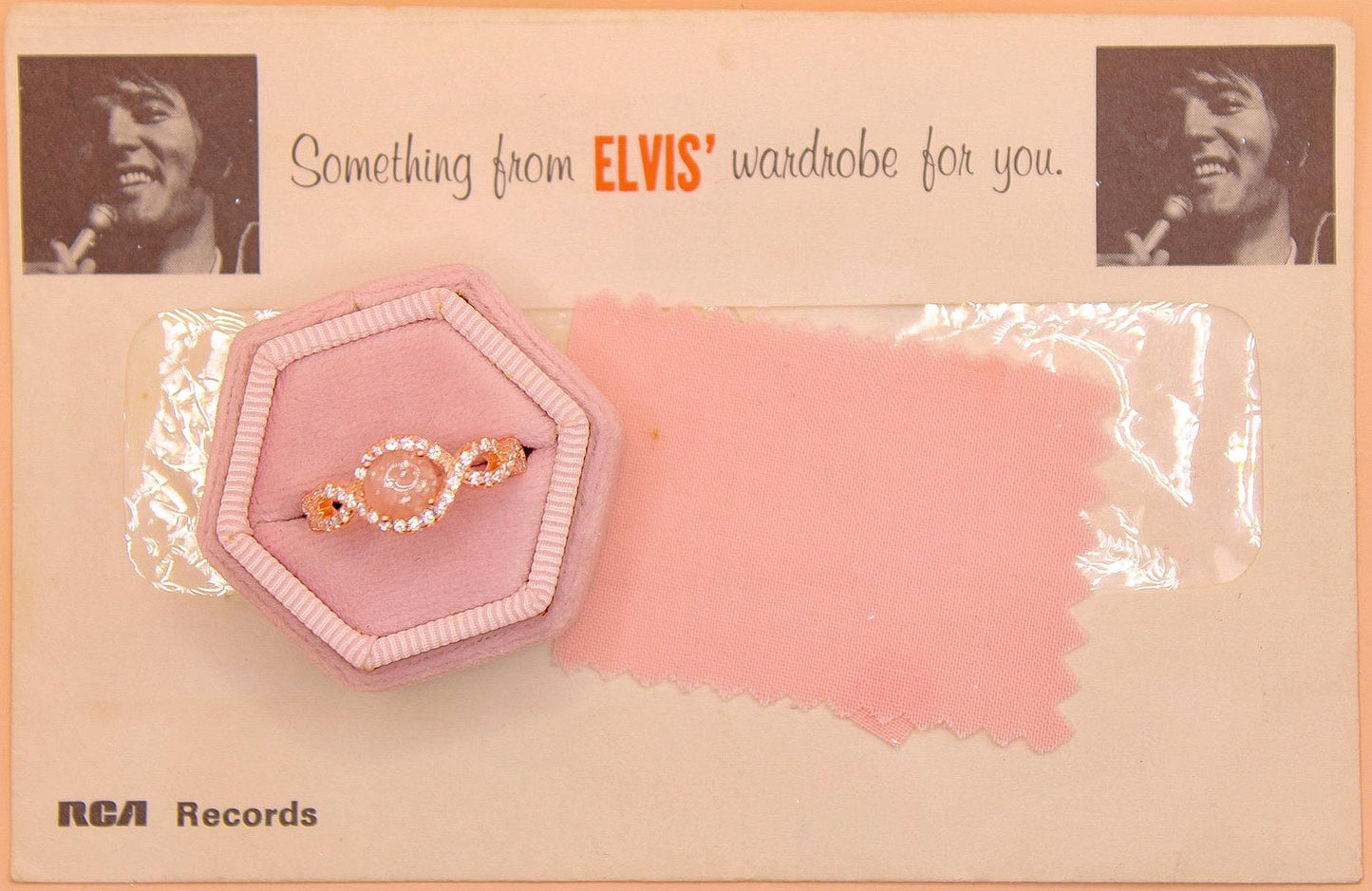 Women's Twisted Shank Ring Featuring Fabric From Elvis Owned Clothing With Letter of Authenticity-10k Gold