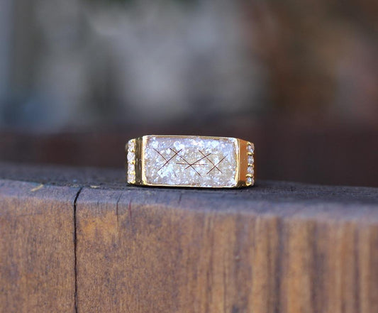 Men's Bar Memorial Ring for Ashes, Hair, Fabric, Breastmilk 7x14mm Bezel