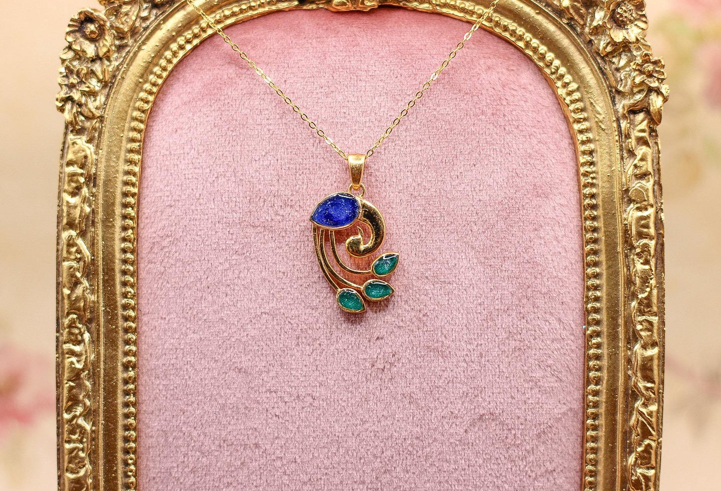 The Peacock- Elvis Owned Clothing Swatch Necklace With Letter of Authenticity-Sterling Silver