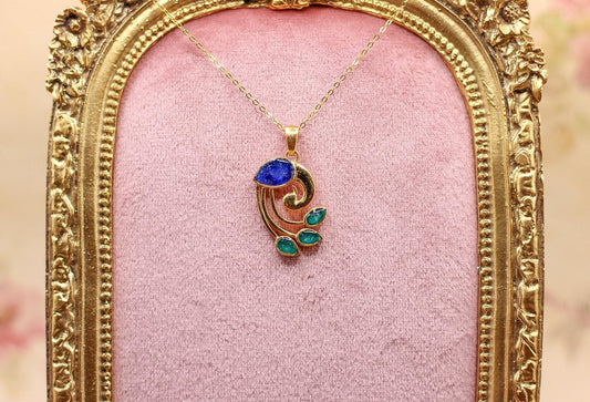 The Peacock- Elvis Owned Clothing Swatch Necklace With Letter of Authenticity-Sterling Silver