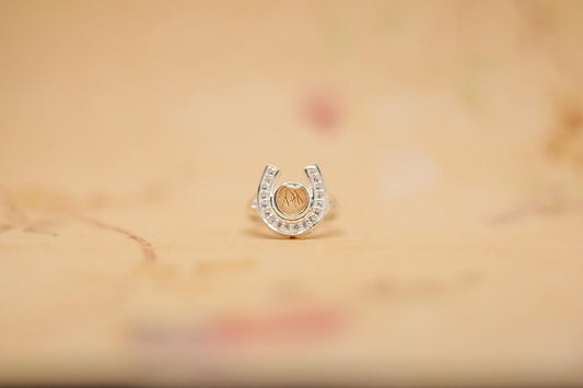 Memorial Horseshoe Ring for Ashes, Hair, Fabric, Breastmilk