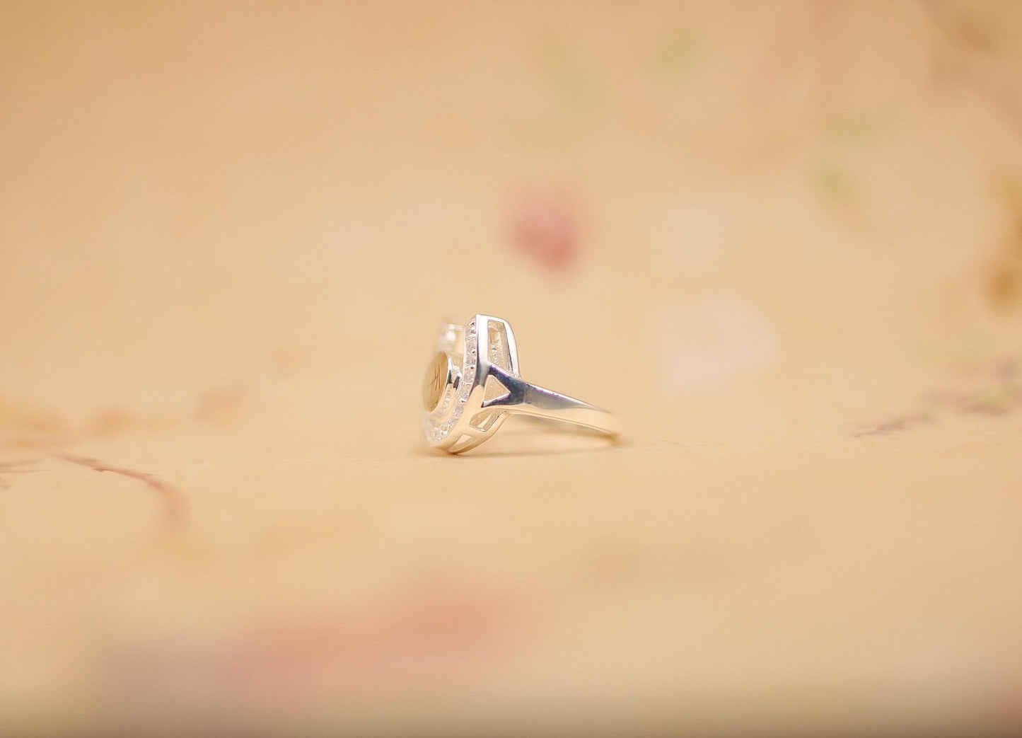 Memorial Horseshoe Ring for Ashes, Hair, Fabric, Breastmilk