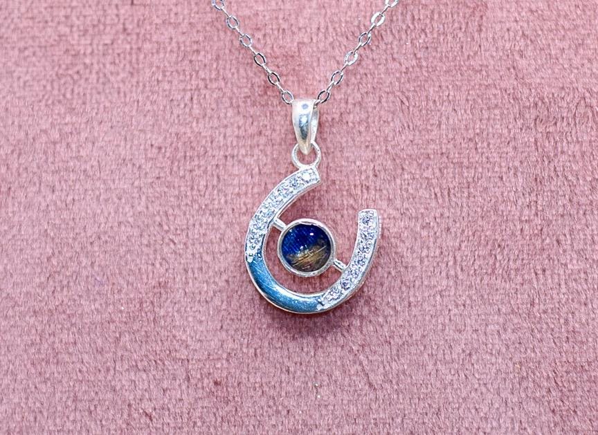 Horseshoe Memorial Necklace for Ashes, Hair, Fabric, Breastmilk