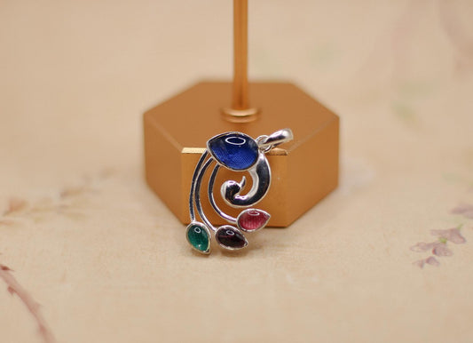 The Peacock- Elvis Owned Clothing Swatch Necklace With Letter of Authenticity-Sterling Silver