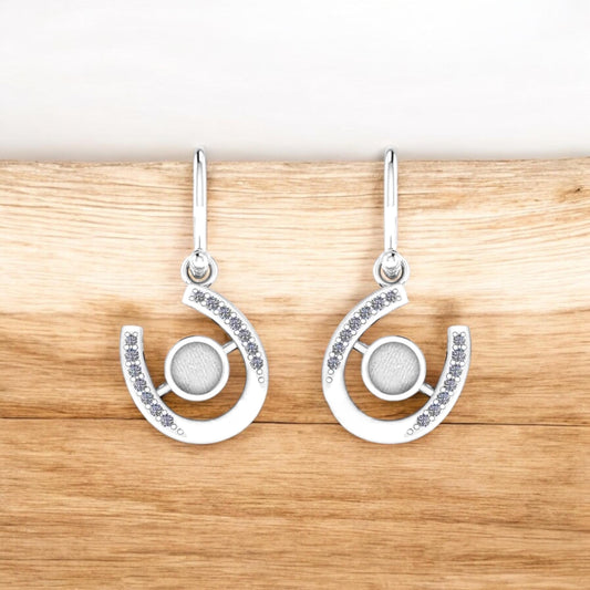 Elvis Owned Clothing Swatch Horseshoe Drop Earrings- Sterling Silver With Letter of Authenticity