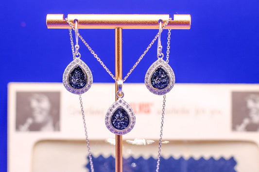 Elvis Owned Clothing Swatch Pear Earrings- Sterling Silver With Letter of Authenticity